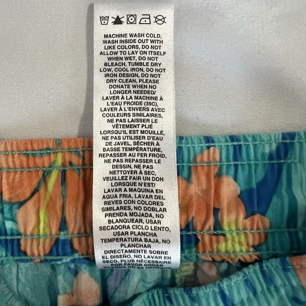 Hurley Boys swim Trunks, Blue With Teal Foliage And Orange‎ Florals, Size 7